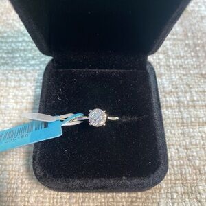 Moissanite & Silver Solitaire Ring Size 8